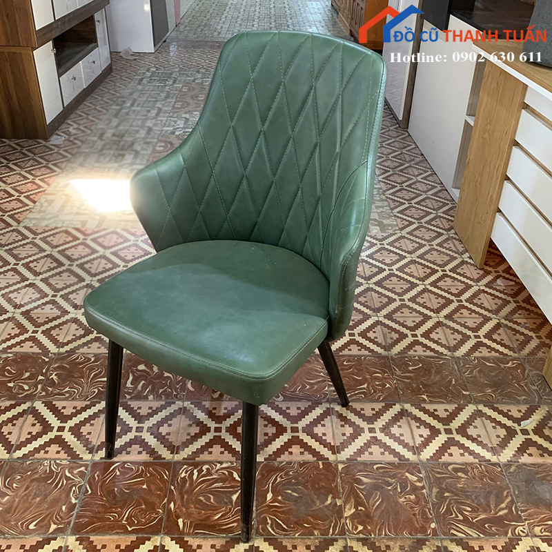 ghe-an-sl3-G400k-2 Ghế Ăn Cũ Bọc Da Màu Xanh Thêu Chắc Chắn