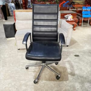 Ghế Văn Phòng Cũ Có Gù Bọc Da Chân Xoay Inox