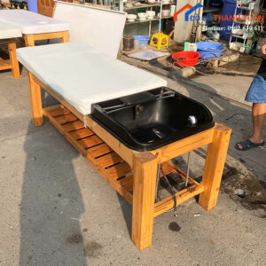 Giường Gội Đầu Cũ Khung Gỗ Có Bồn Gội Tiện Dụng