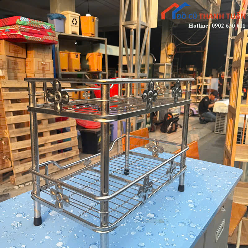 ke-chen-G100k-3 Kệ Chén Inox Cũ Thiết Kế 2 Tầng Chắc Chắn