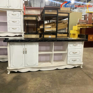 Kệ Tivi Gỗ Cũ 2M05x80CM Mặt Đá Hoa Cương