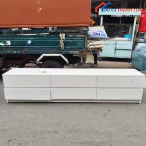 Kệ Tivi Cũ 2M2x50CM Màu Trắng Thiết Kế 6 Hộc Kéo