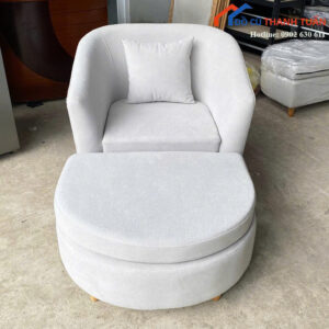 Ghế Sofa Đơn Dáng Bo Tròn Kèm Đôn Tiện Lợi Mới 99%