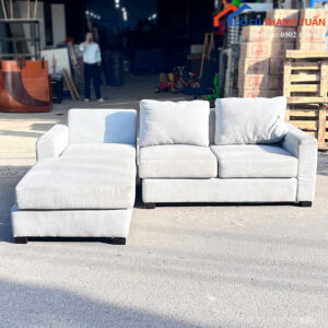 Sofa Cũ Màu Xanh Bọc Vải Thiết Kế Góc L Hiện Đại