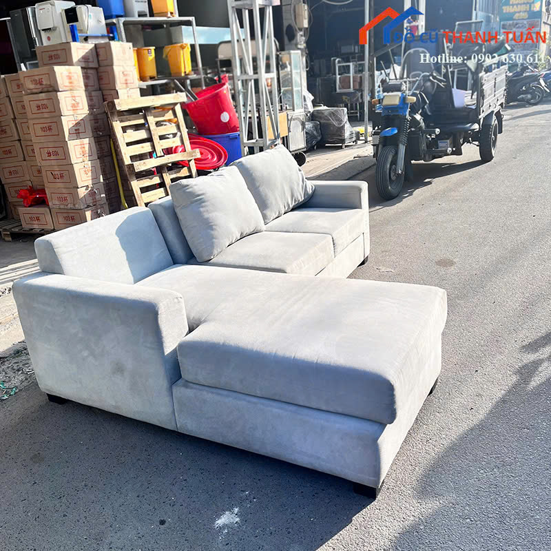 sofa-cu-goc-l-hien-dai-2 Sofa Cũ Màu Xanh Bọc Vải Thiết Kế Góc L Hiện Đại