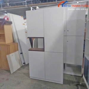 Tủ Trưng Bày Cũ 2Mx1M Màu Trắng Thiết Kế Nhiều Ngăn