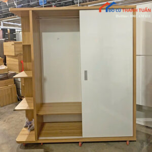 Tủ Quần Áo Cũ 2Mx1M8 Thiết Kế 2 Cánh Lùa Có Kệ Bên
