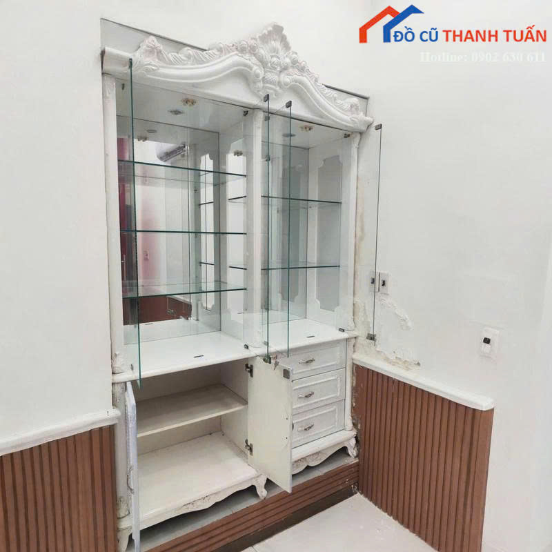 tu-trung-bay-1m4x2m4x45-4 Tủ Trưng Bày Cũ 1M4x2M4 Phối Kính Thiết Kế Cổ Điển
