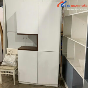 Tủ Trưng Bày Cũ 2Mx1M Màu Trắng Thiết Kế Nhiều Ngăn