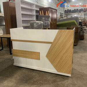 Quầy Lễ Tân Cũ 1m6 Phối Trắng Vân Gỗ Hiện Đại