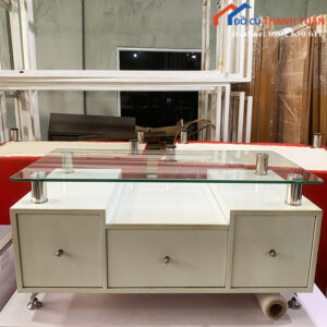 Bàn Sofa Cũ 1Mx50CM Mặt Kính 3 Hộc Kéo Nhỏ Gọn