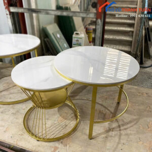 Bàn Sofa Đôi Mặt Đá Màu Trắng Sang Trọng Mới 99%