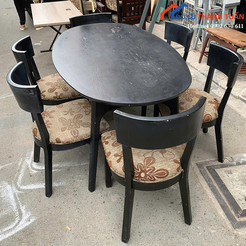 bo-ban-an-cu-6-ghe-1m8x96cm-boc-dem-co-dien-2 Bộ Bàn Ăn Cũ 6 Ghế 1M8x96CM Bọc Đệm Cổ Điển