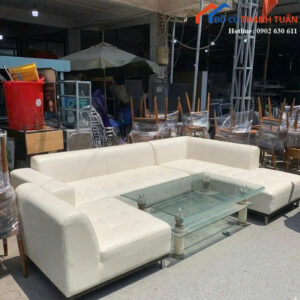 Bộ Sofa Cũ Màu Kem 2M9x2M Thiết Kế Góc L Hiện Đại