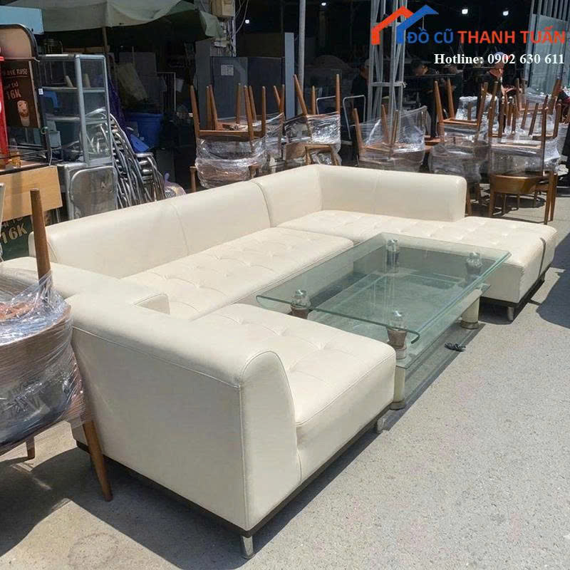 bo-sofa-cu-mau-kem-2m9x2m-thiet-ke-goc-l-hien-dai-4 Bộ Sofa Cũ Màu Kem 2M9x2M Thiết Kế Góc L Hiện Đại