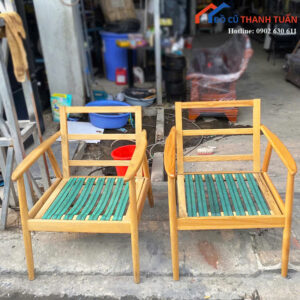 Ghế Cafe Cũ Khung Gỗ Có Tựa Lưng Thoáng Mát