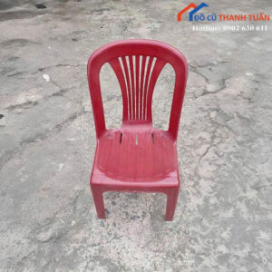 Ghế Nhựa Cũ Duy Tân Màu Đỏ Dễ Xếp Chồng