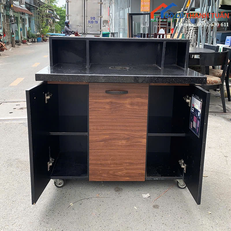 quay-1mx55x1m05-G2tr5-4 Quầy Lễ Tân Cũ 1Mx55CM Mặt Đá Có Hộc Tiện Lợi