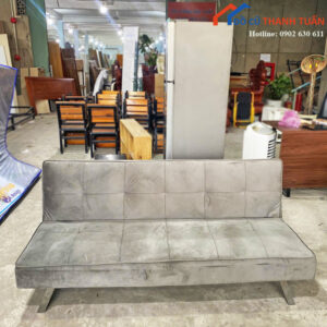Sofa Bed Cũ Bọc Nhung Màu Xám Sang Trọng