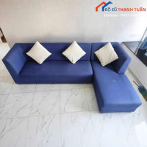 Sofa Cũ Góc L 2M6x1M55 Bọc Đệm Màu Xanh Êm Ái