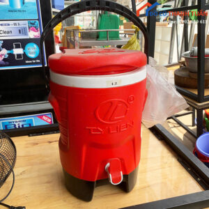 Thùng Đá Cũ Màu Đỏ Tý Liên 12L Có Vòi Tiện Dụng