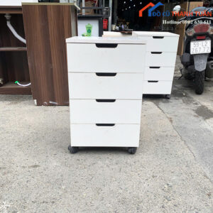Tủ Hồ Sơ Cũ Màu Trắng Thiết Kế 4 Ngăn Kéo Nhỏ Gọn