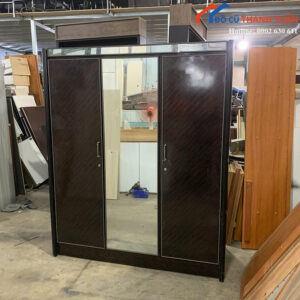 Tủ Quần Áo Cũ 1M6x1M9 Thiết Kế 3 Cánh Màu Nâu