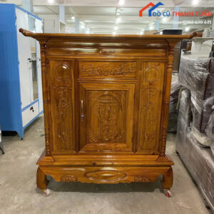 Tủ Thờ Gỗ Tràm 1M27x1M35 Chạm Khắc Tinh Xảo Mới 99%