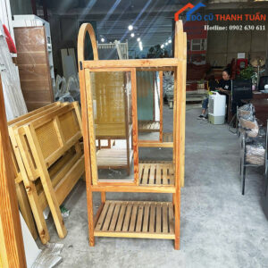 Tủ Trưng Bày Cũ 1M8x75CM Có Kính Gỗ Tự Nhiên
