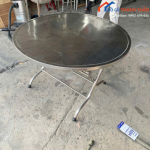 Bàn Inox Cũ Mặt Tròn Chân Xếp Gọn Giá Tốt