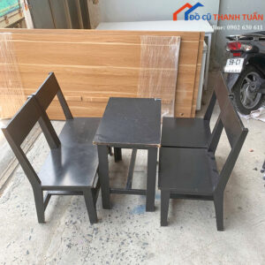Bộ Bàn Cafe Cũ 4 Ghế Màu Đen Thiết Kế Nhỏ Gọn