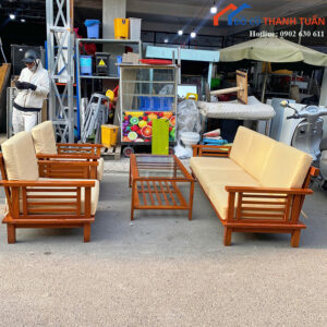 Bộ Salon Cũ Khung Gỗ Có Đệm Êm Ái Giá Tốt