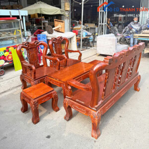 Bộ Salon Gỗ Tự Nhiên Cũ Chạm Khắc Cổ Điển