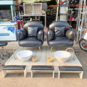 Bộ Sofa Đôi Làm Nail Cũ 1M2x1M8 Bọc Da Màu Đen