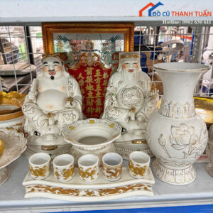 Bộ Tượng Thần Tài Ông Địa Cũ Đầy Đủ Phụ Kiện