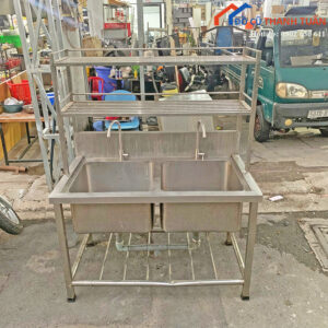 Bồn Rửa Inox Đôi Cũ Có Kệ Tiện Dụng Giá Tốt