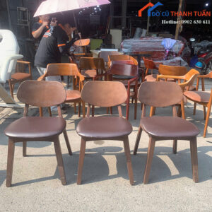 Ghế Cafe Cũ Khung Gỗ Bọc Đệm Có Lưng Tựa