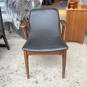 Ghế Cafe Cũ Khung Gỗ Bọc Đệm Màu Đen