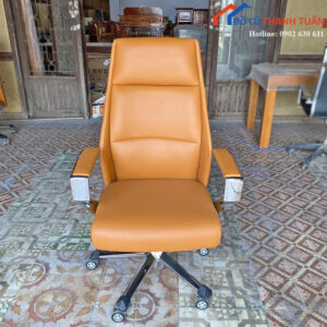 Ghế Giám Đốc Bọc Da Chân Xoay Màu Cam Mới 99%