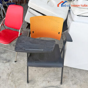 Ghế Liền Bàn Cũ Màu Đen Phối Cam Gấp Gọn
