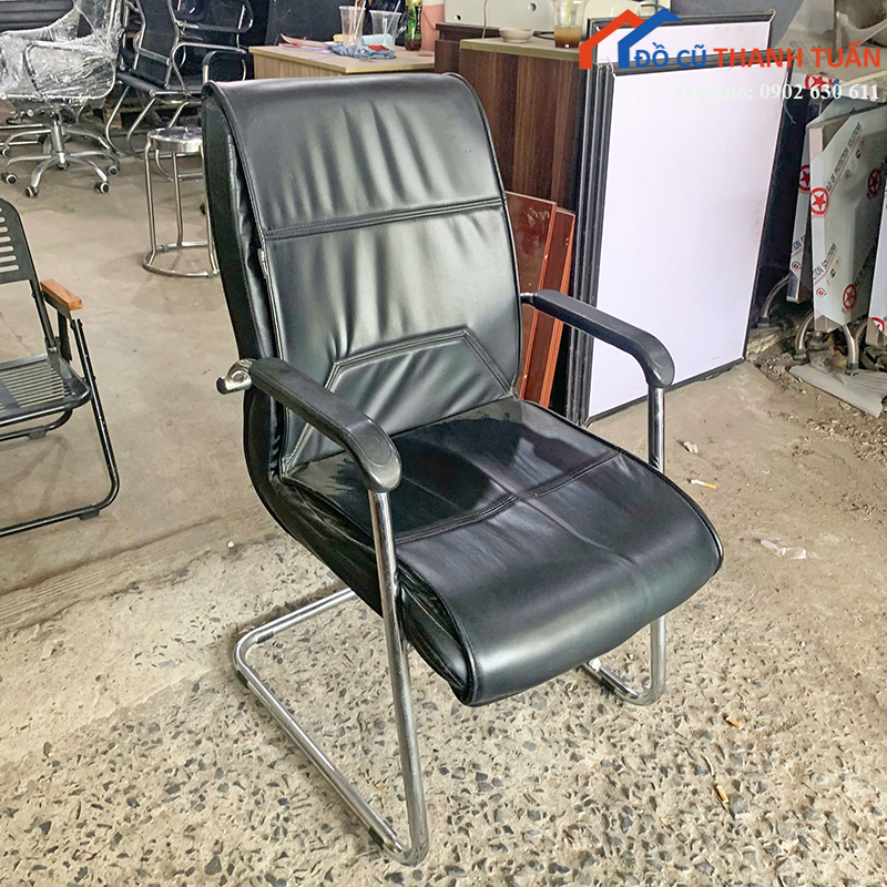 ghe-van-phong-cu-mau-den-chan-quy-boc-da-hien-dai-2 Thanh Lý Đồ Nội Thất Cũ - Chuyên Mua Bán Bàn Ghế Cũ Giá Tốt Nhất