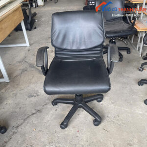 Ghế Xoay Văn Phòng Cũ Bọc Da Màu Đen Nhỏ Gọn