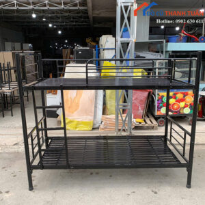 Giường Tầng Cũ 1Mx2M Màu Đen Khung Sắt Chắc Chắn