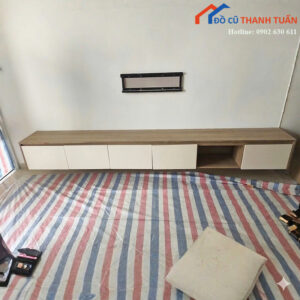 Kệ Tivi Cũ Có Hộc Kéo Vân Gỗ Phối Trắng Treo Tường