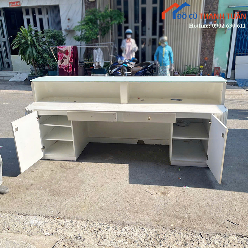 quay-le-tan-cu-2m52x1m-bo-cong-mat-da-sang-trong-4 Quầy Lễ Tân Cũ 2M52x1M Bo Cong Mặt Đá Sang Trọng