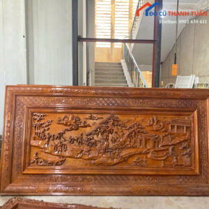 Tranh Gỗ Chạm Khắc Đồng Quê Sinh Động Mới 99%