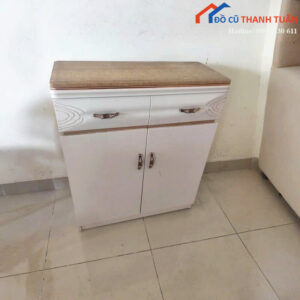 Tủ Giày Dép Cũ Màu Trắng Thiết Kế 2 Cánh Có Hộc Kéo