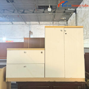 Tủ Hồ Sơ Đôi Cũ Màu Vân Gỗ Sáng Nhiều Ngăn