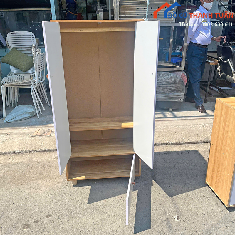 tu-quan-ao-cu-mau-trang-thiet-ke-2-canh-co-ngan-keo-2 Thanh Lý Đồ Nội Thất Cũ - Chuyên Mua Bán Bàn Ghế Cũ Giá Tốt Nhất