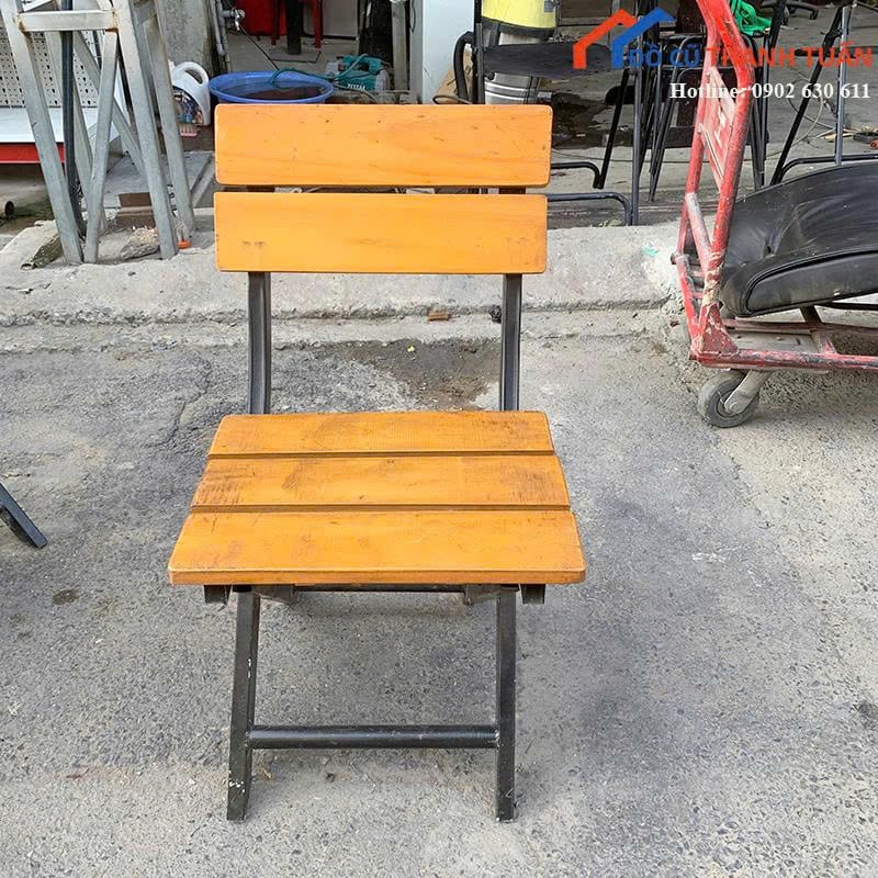 G850-4 Bộ Bàn Ghế Cafe Cũ 4 Ghế Mặt Gỗ Đẹp